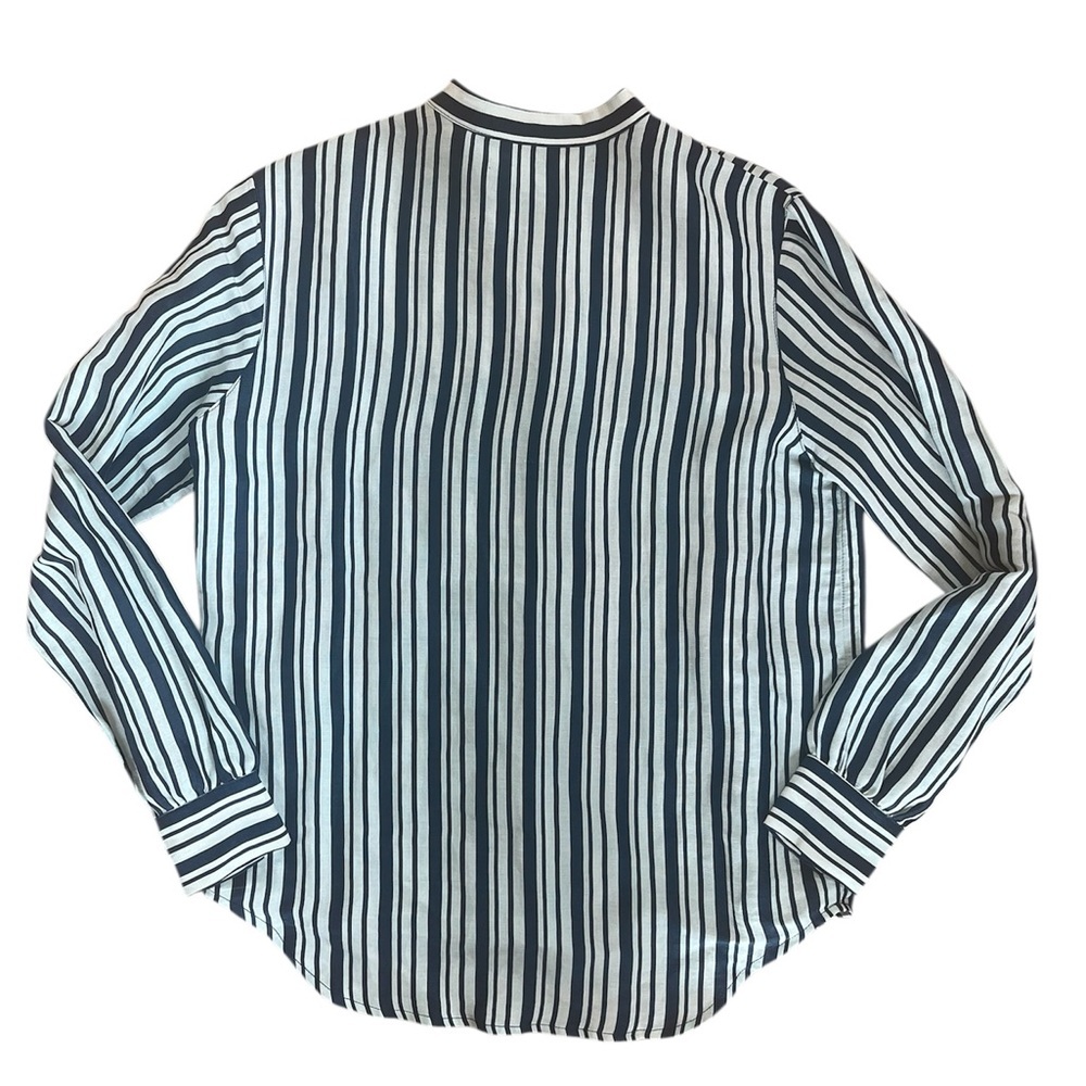 Apiece Apart Silk Linen Luxury Striped Nautical Crewneck Button Flowy Blouse - Picture 4 of 10